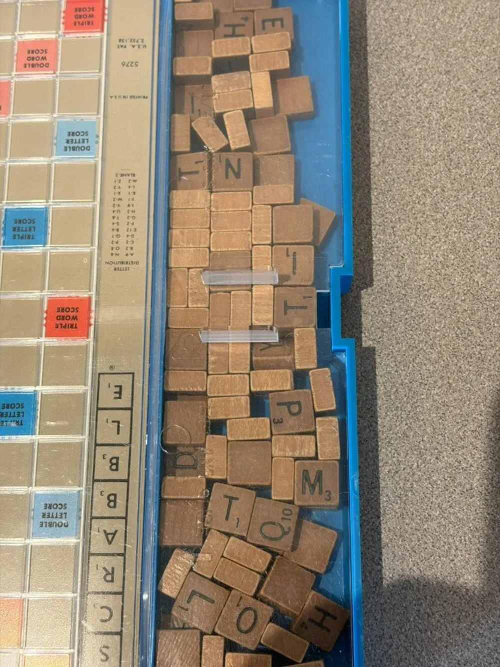 Vintage 1977 Scrabble Travel Edition Crossword Game #52 Blue Case Wood Tiles